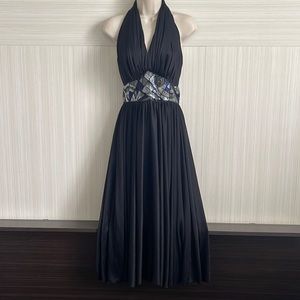 Beautiful black beaded halter dress - Size Small/Med